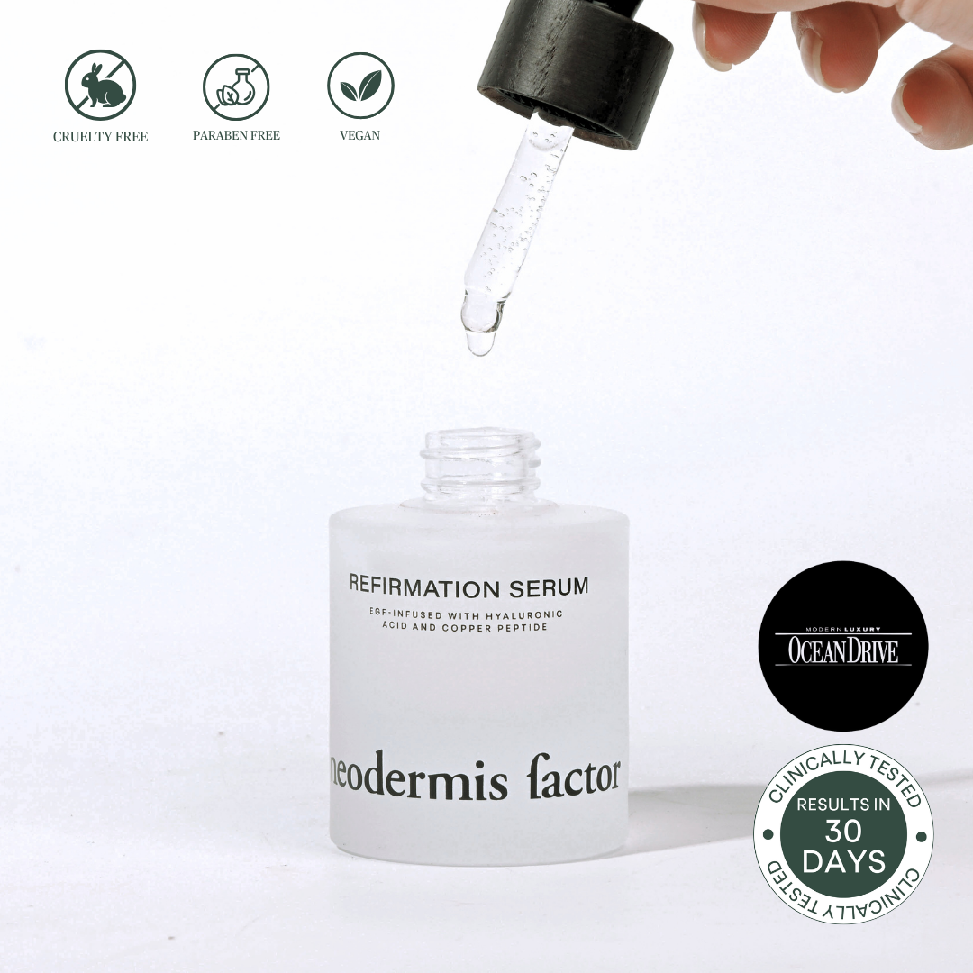 Refirmation Serum packaging and dropper
